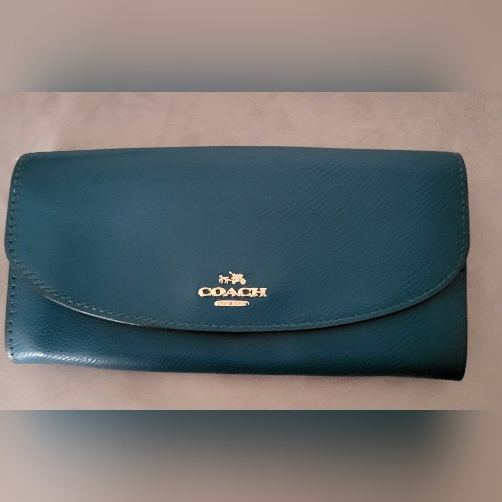 Coach Slim Envelope Wallet  Turquoise Clutch